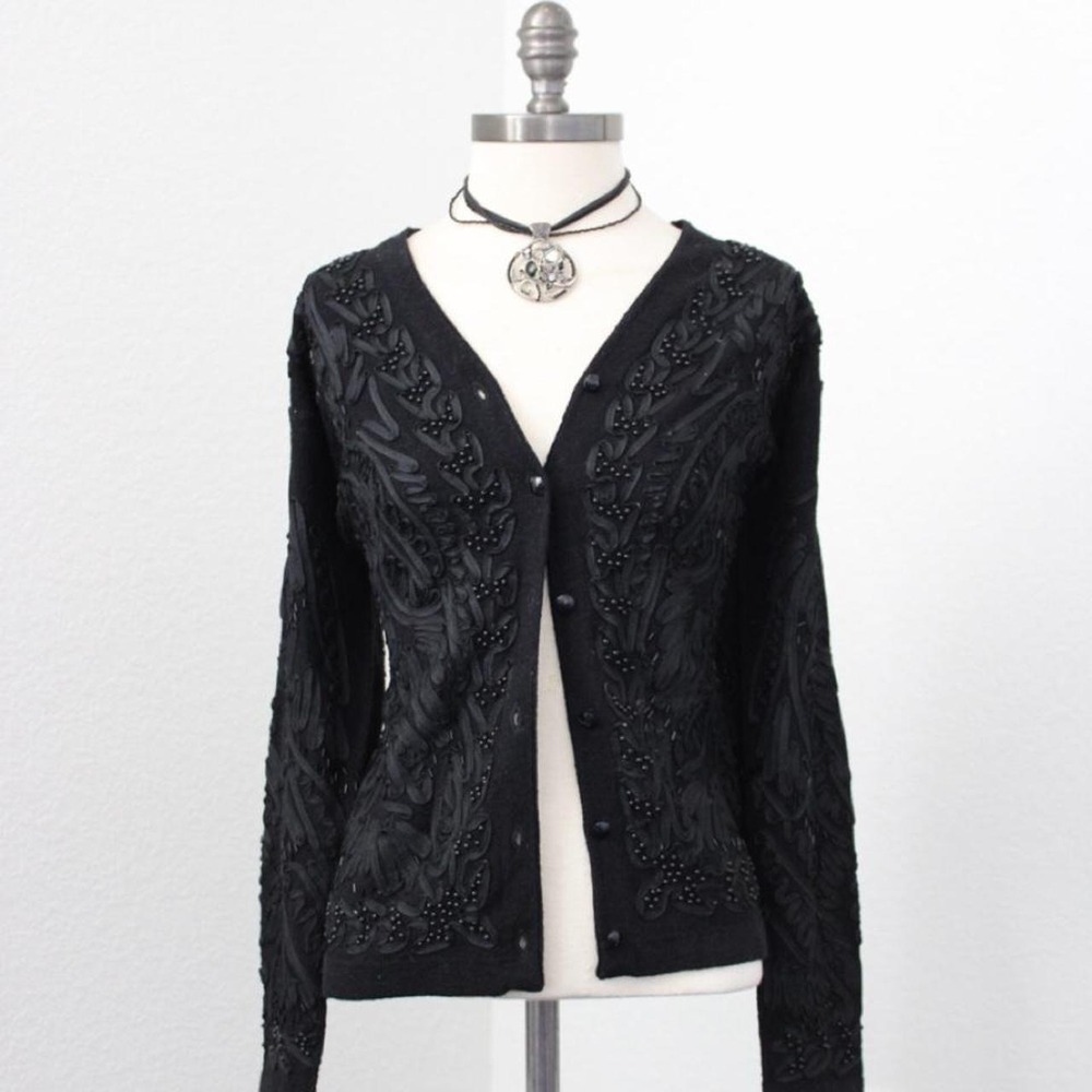 Vintage 90's Fully Beaded black cardigan